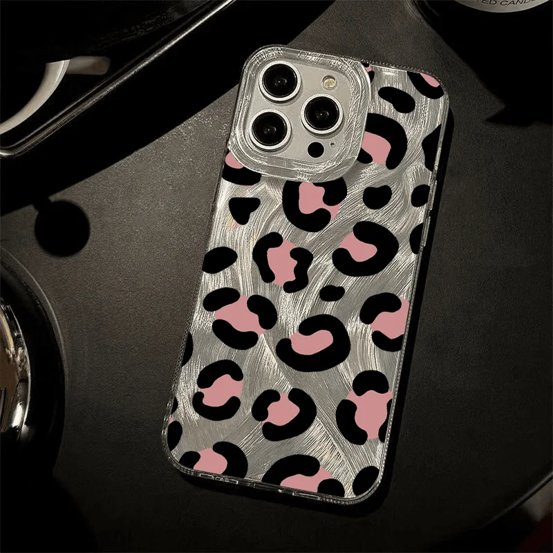 Exquisite Pink Leopard Print Phone Case For iPhone15 14 13 12 11Pro Max XR XS MAX 78Plus MINI Y2K Girl Cute Anti Fall Back Cover