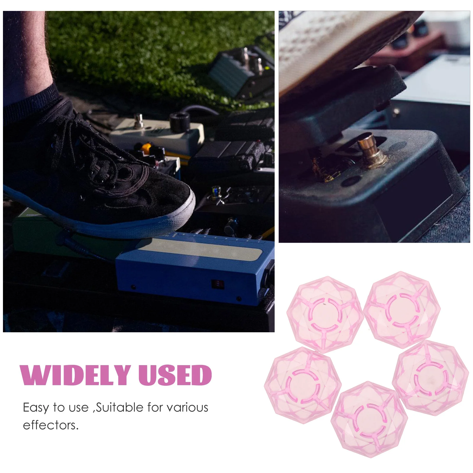 5 قطعة نابضة بالحياة الوردي الماس على شكل الغيتار دواسة زر قبعات دائم البلاستيك Footswitch القبعات العالية الغيتار الكهربائي الملحقات