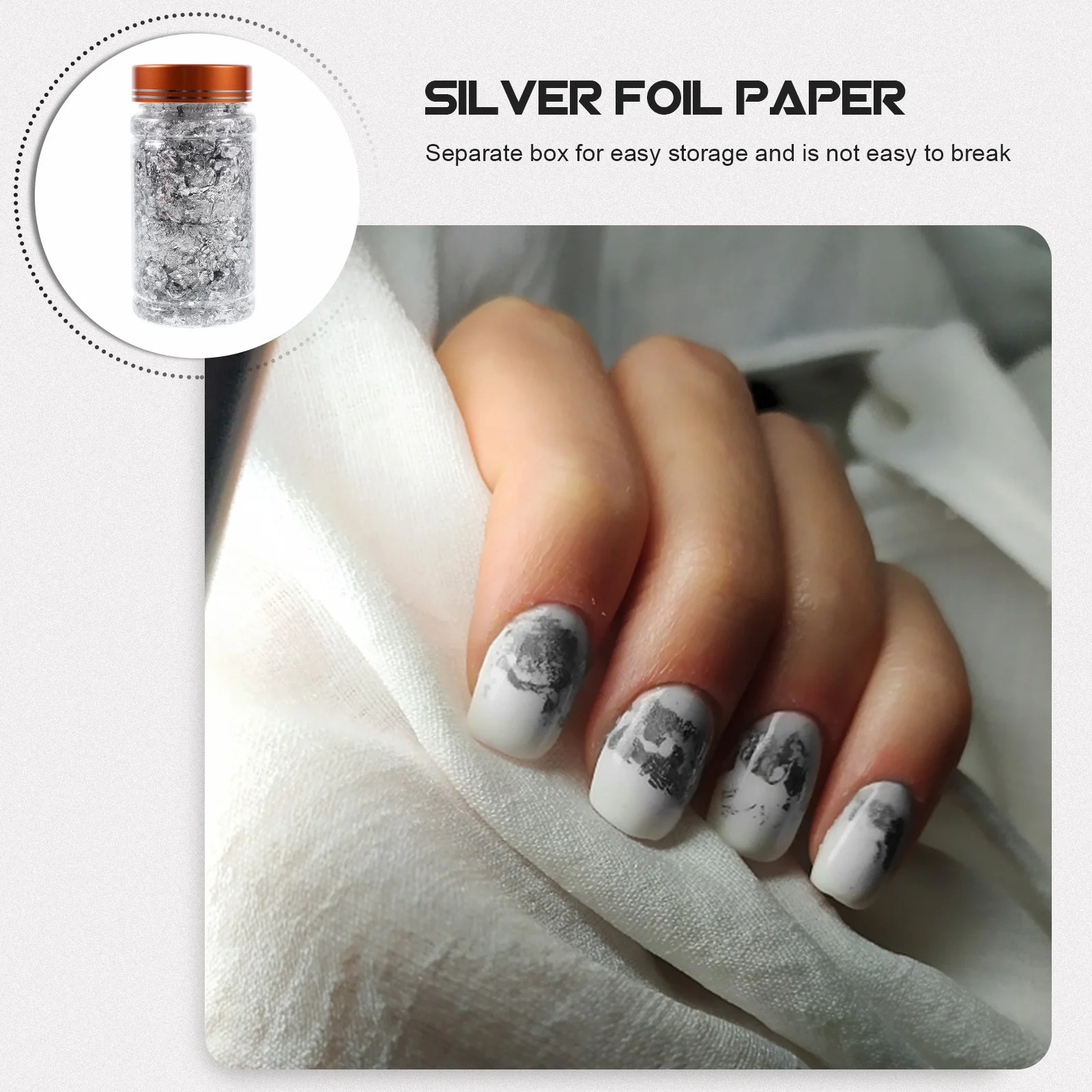 

3Pcs Nail Art Silver Foil Paper Mini Bottles Easy Apply Nail Tips Decor Home Phone Invitation Card Dress Body Art