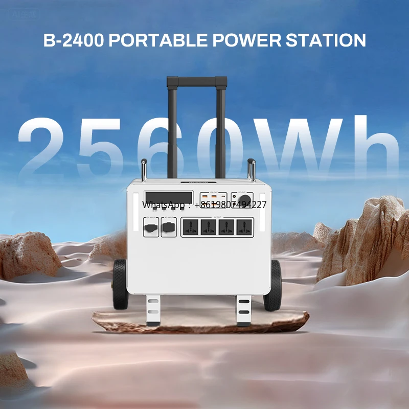 

High Efficiency 2400W 2560Wh LiFePO4 Solar Power Station MPPT Pure Sine Wave Inverter for Household Appliance Operation