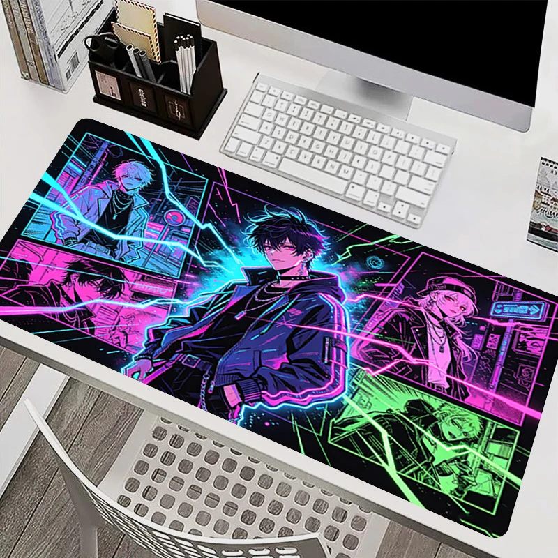 Colorful Anime Mouse Pad Cyberpunk Extended Table Mat carpet XXL Locking Edge E-sports Gamer Mousepad Office Laptop Keyboard Mat
