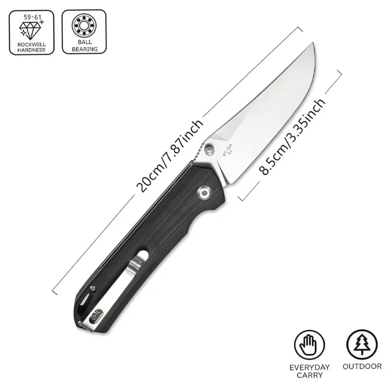 New Sitivien ST124 Outdoor Folding Camping Pocket Knife D2 Blade G10 handle Hunting Survival Utility Knives EDC Tools - view 3