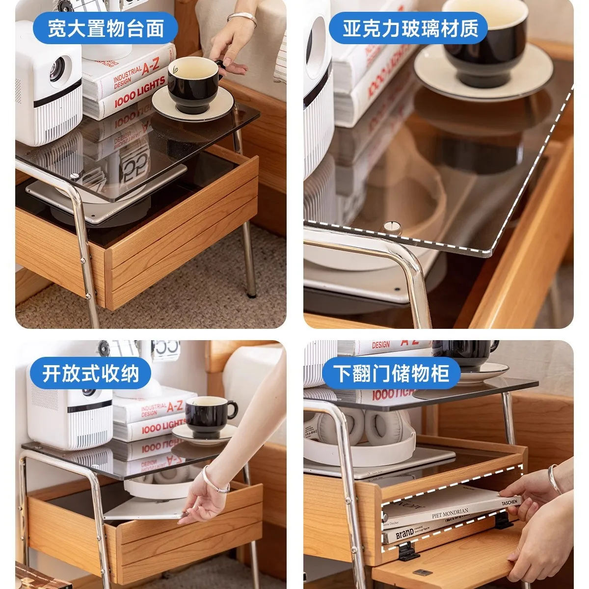 Cherry wood side cabinet, Nordic bedroom small apartment household solid wood storage cabinet