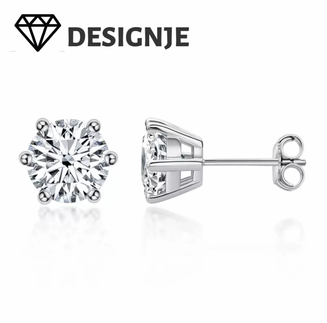 

Hot-selling luxury six-prong genuine D-color moissanite earrings for women, high-end, simple, 0.1-3 ct earrings
