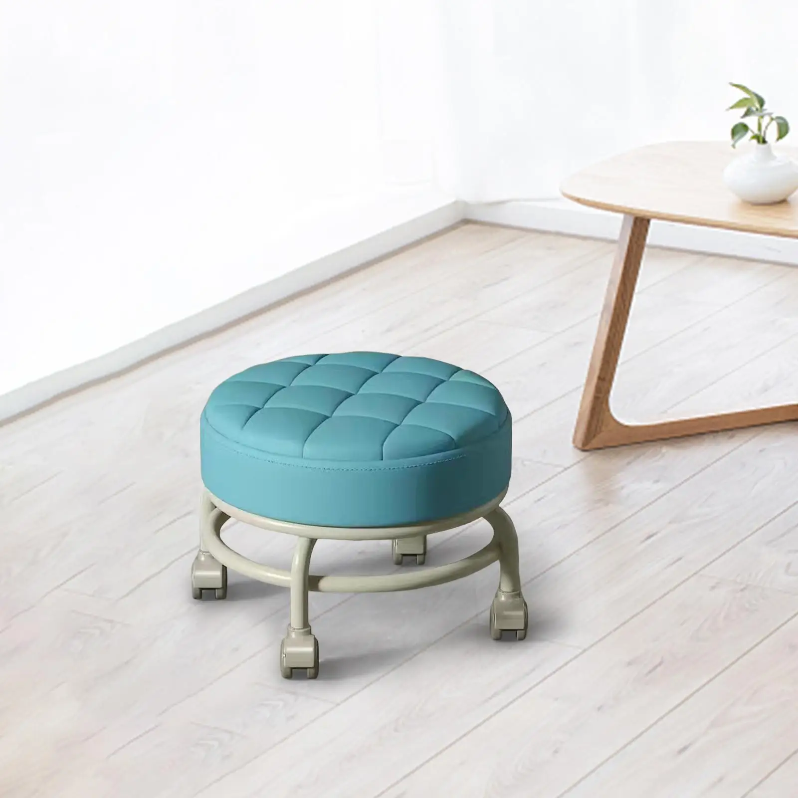 

360° Rotating Roller Stool Pulley Wheels Stool 360 Rotating Rolling Stool Seats for Library Kitchen Home Barber Shop