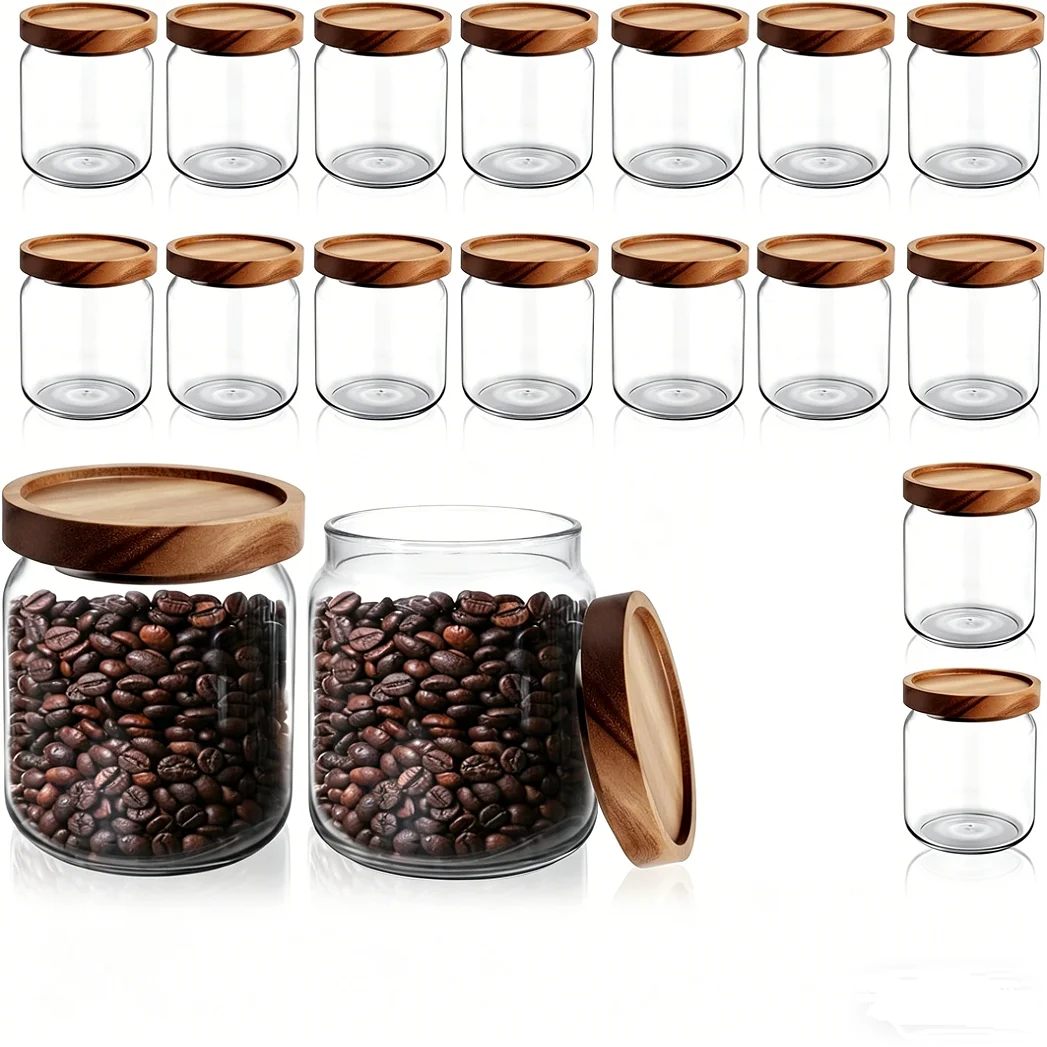 8/16/24 Pcs 15oz/450ML Glass Canister with Lids Clear Airtight Sealed Storage Jars Borosilicate Glass Pantry Kitchen Containers