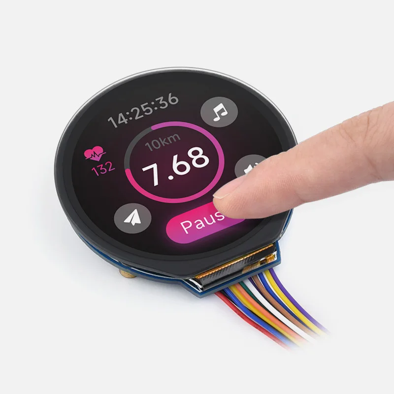 1.28 Inch IPS Touch Screen MCU Compatible For Ardu STM32 Raspberry Pi Pico 65K Round LCD SPI I2C Interface Free Demo Tutorial