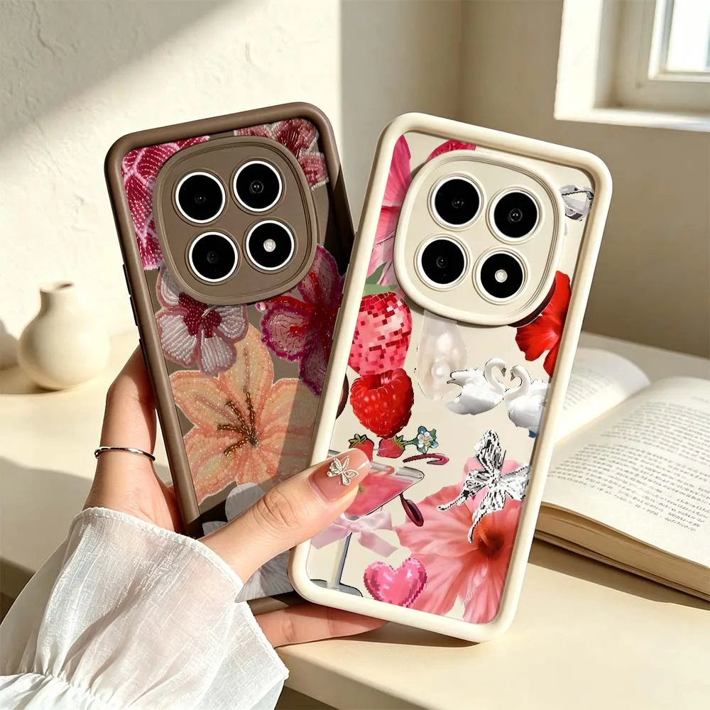 Pink Hibiscus Flower For Redmi Note 15 14 13 12 11 12R 12R 11T Pro Speed Plus 5G Eye Ladder Phone Case Cover