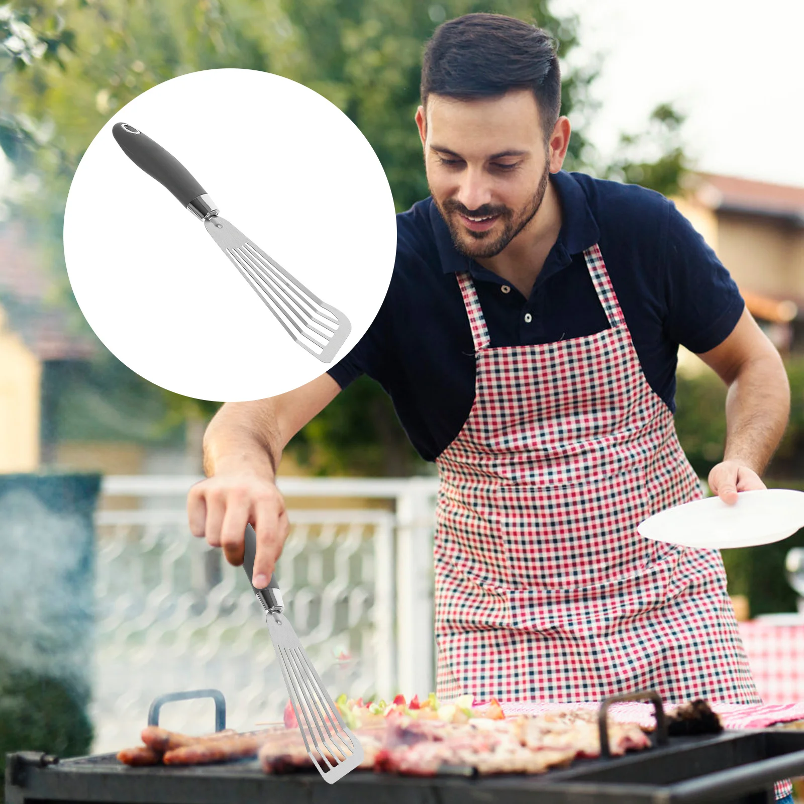 

Steak Spatula Stainless Steel Slotted Turner Ergonomic Handle For Cooking Burger Egg Fish Pancake Kitchen Gadgets Metal