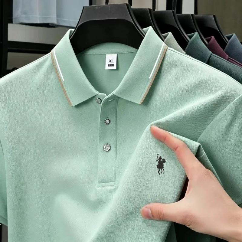 New Men Summer Tshirt Simple Fashion Versatile Button Collar polo Fit Casual Outfit Office Party Commute golf Wardrobe Must Item