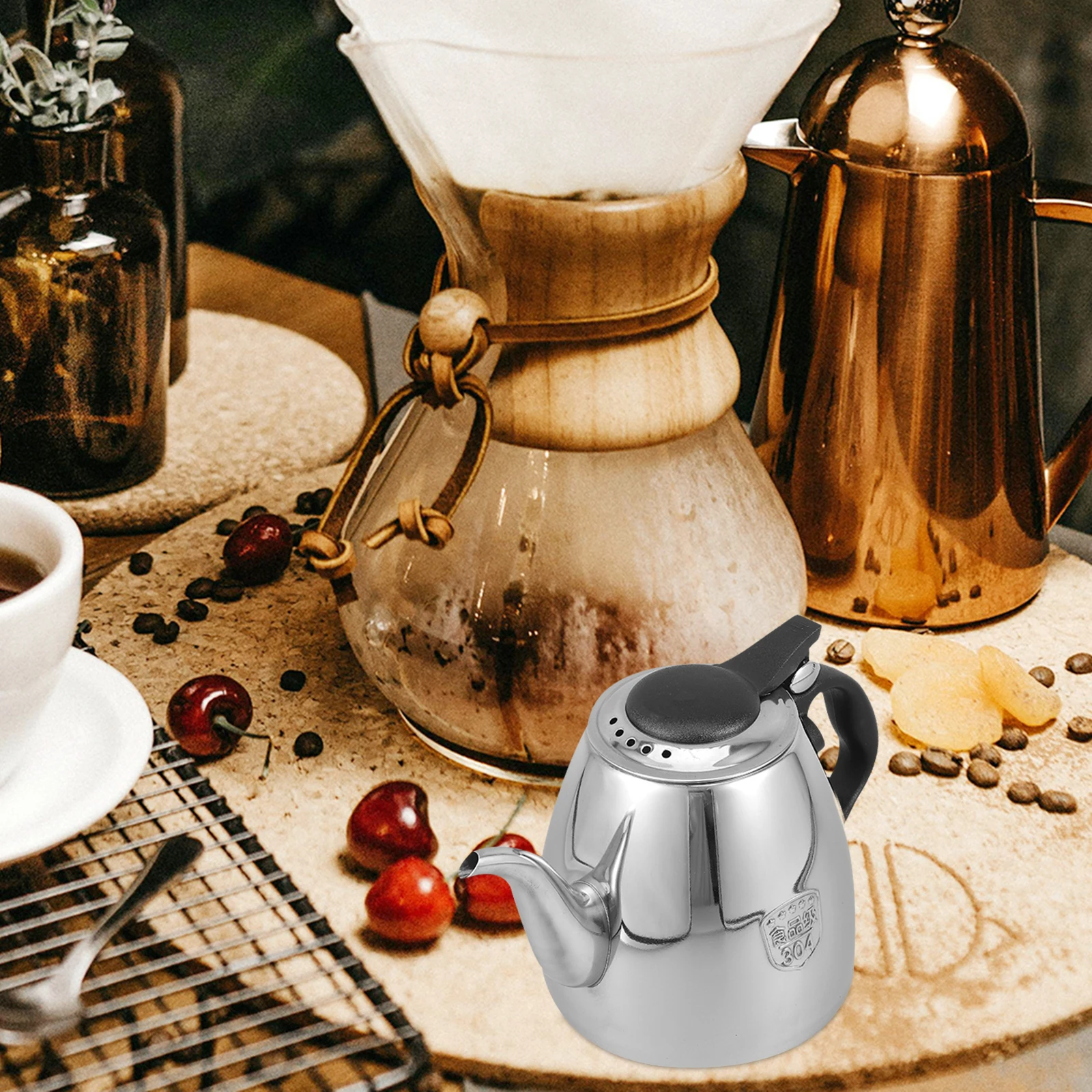 

Stainless Steel Kettle Large Capacity Water Heating Pot Tea Handheld Instant Soup Stovetop Kitchen Practical Boiling