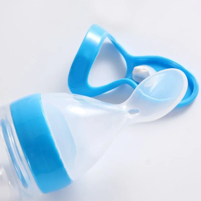 Mushy Food Feeder Spoon for Baby Feeding Puree Juices Egg Custard Feeder Press Type Bottle Spoon Infant Kids Nipple Utensils