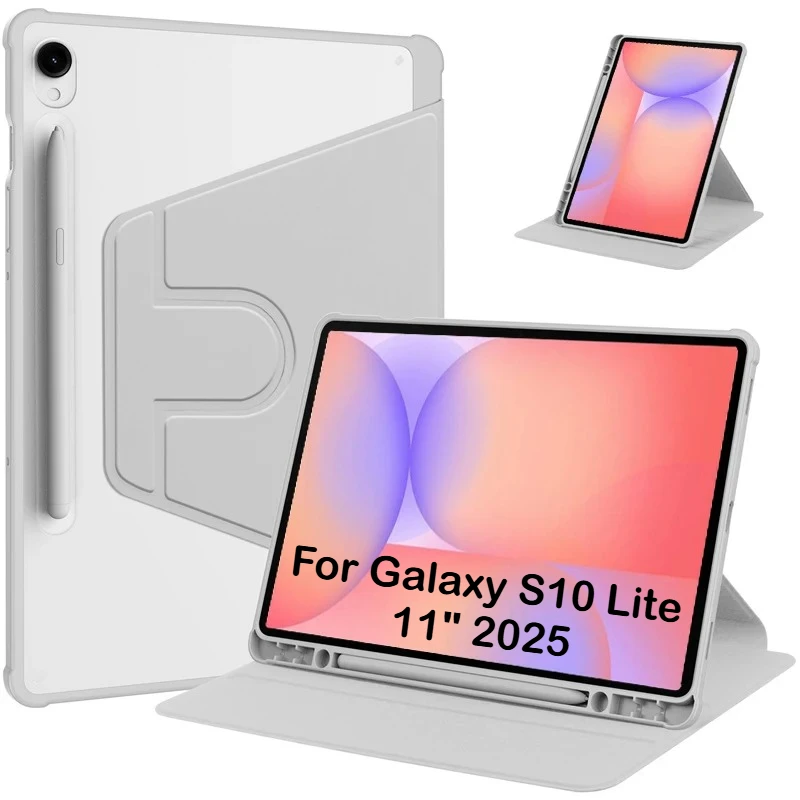 

2025 New for Samsung Tab S11 S10 Lite Fe Case 10.9inch SM-X400 X406B 360 Rotating Acrylic PU Leather Stand Cover with Pen Holder