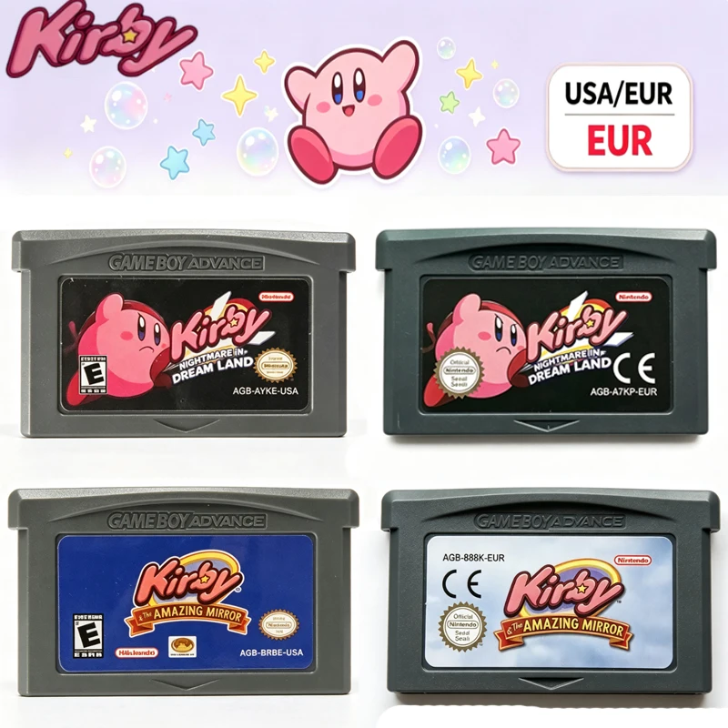HOT GBA Kirby Games Cards Cartridge 32-Bit Video Game Console Card Amazing Mirror Nightmare in Dream Land for GBA NDS