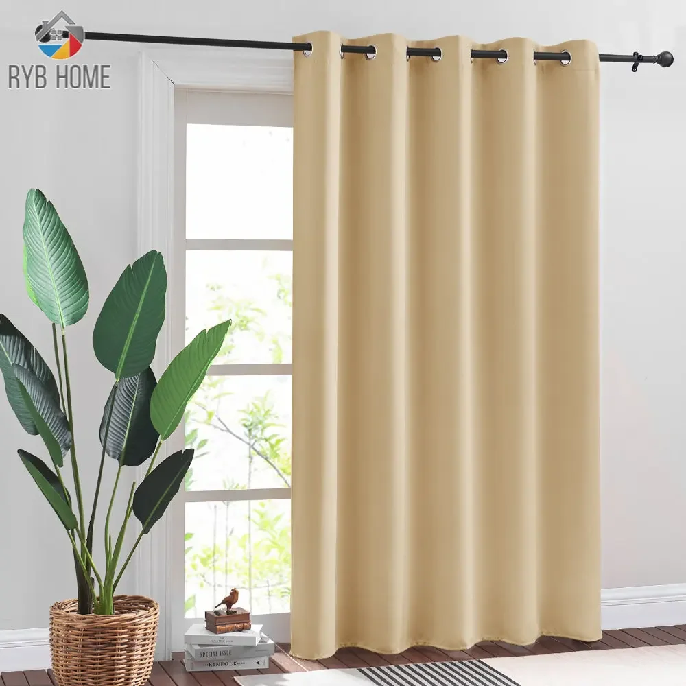 RYB HOME Blackout Window Curtains Drapes for Living Room Grommet Rod Pocket Hooks Top Spring Decorations Gift for Home Drapes