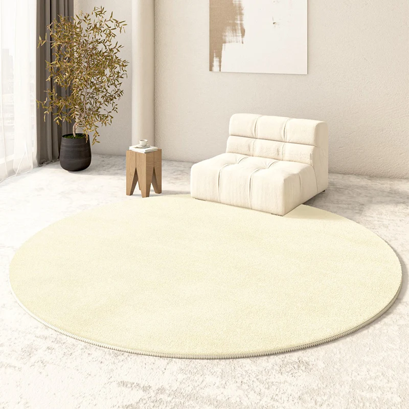 Nordic Style Living Room Decoration Round Carpet Minimalist Rugs for Bedroom Home Solid Color Plush Floor Mat Thicken Lounge Rug