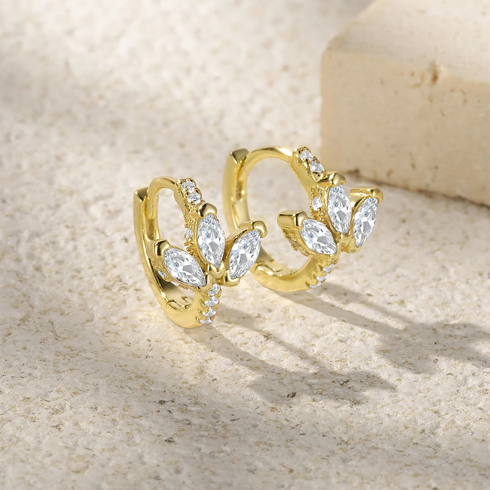 Exquisite Oval Zircon Earring 925 Sterling Silver Hoop Earrings For Lovers' Couples Temperament Korean Wedding Jewelry