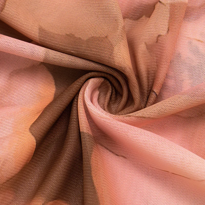 Ensemble 2 pièces en maille transparente pour femmes, imprimé Floral, col rond, T-shirts à manches longues, haut + Leggings slim, pantalon, costumes de club, survêtement