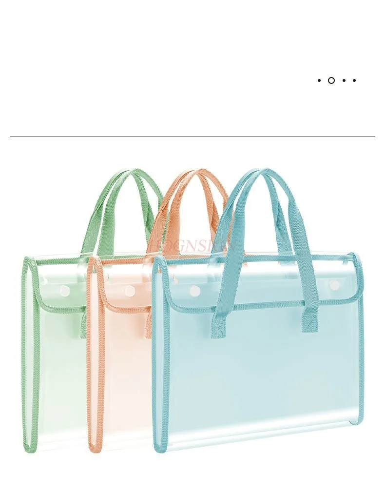 1pcs Transparent exam paper storage bag, accordion bag, student large capacity A4 button file bag folder