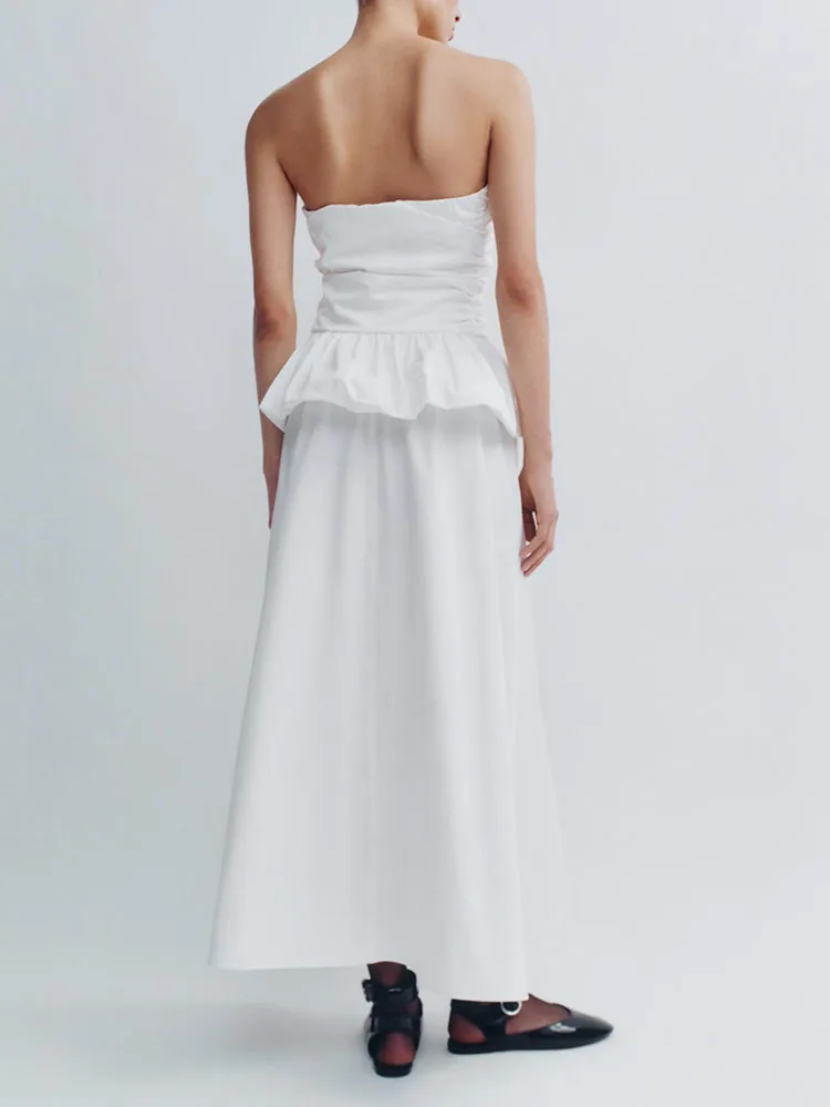 Primavera Nuovo Arrivo delle Donne oulder Bared Tube Top Semplice Gonna Midi Faion Set Casual Ele Sle Abbigliamento Premium da Donna