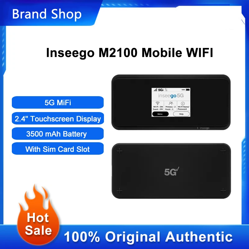 

Inseego M2100 Portable Wireless MiFi 2.4" Touchscreen Display 5G Sim WiFi Router Mini Outdoor Hotspot Pocket 3500 mAh Battery