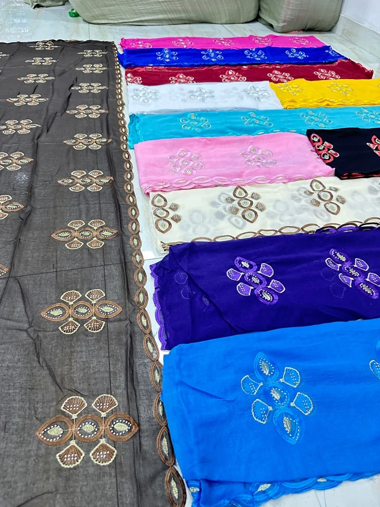 Dubai African Muslim Shawl Wrap Cording Embroidery Scarf High Quality Hot Sales Muslim Scarf 100% Cotton Big Scarf AfricanWomen