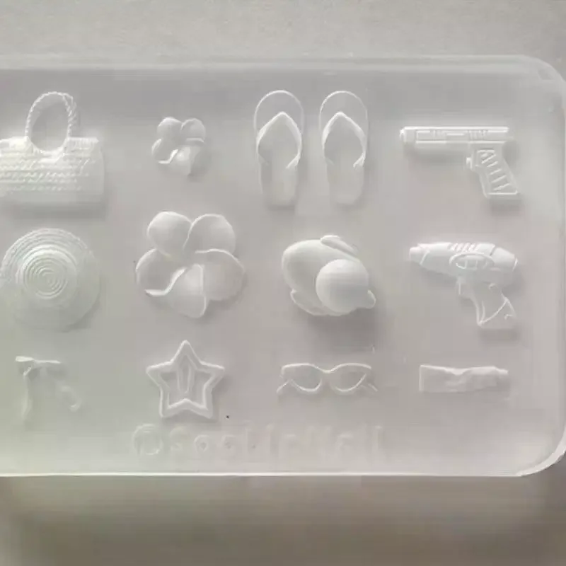 3D Silicone Mold Nail Art Decoration DIY Flower Slippers Hats Mold For Nails Jewelry Crafts Transparent Manicure Template