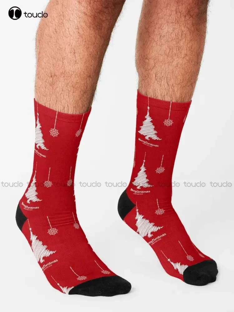 Christmas Tree And Snowflakes Socks Custom Women Socks Personalized Custom Unisex Adult Teen Youth Socks Custom Gift New Popular