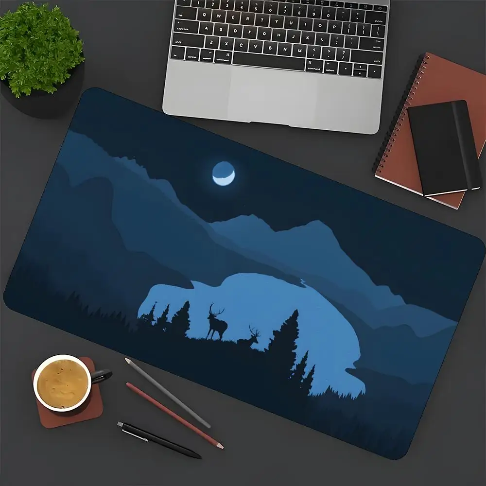 Large Computer Accessories Office Gaming Desk Pad XXL Non-Slip Gaming Keyboard Mouse Pad Desktop Mat Deer Scenery Mouse Pad