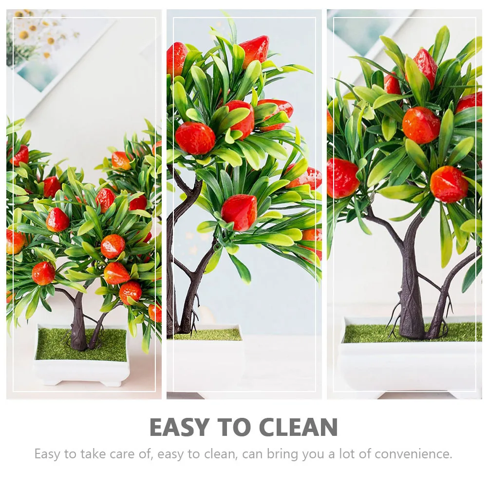 

Strawberry Tree Decor Simulation Bonsai Home Office Desktop Adornment Fine Workmanship Good Appearance Easy Maintenance