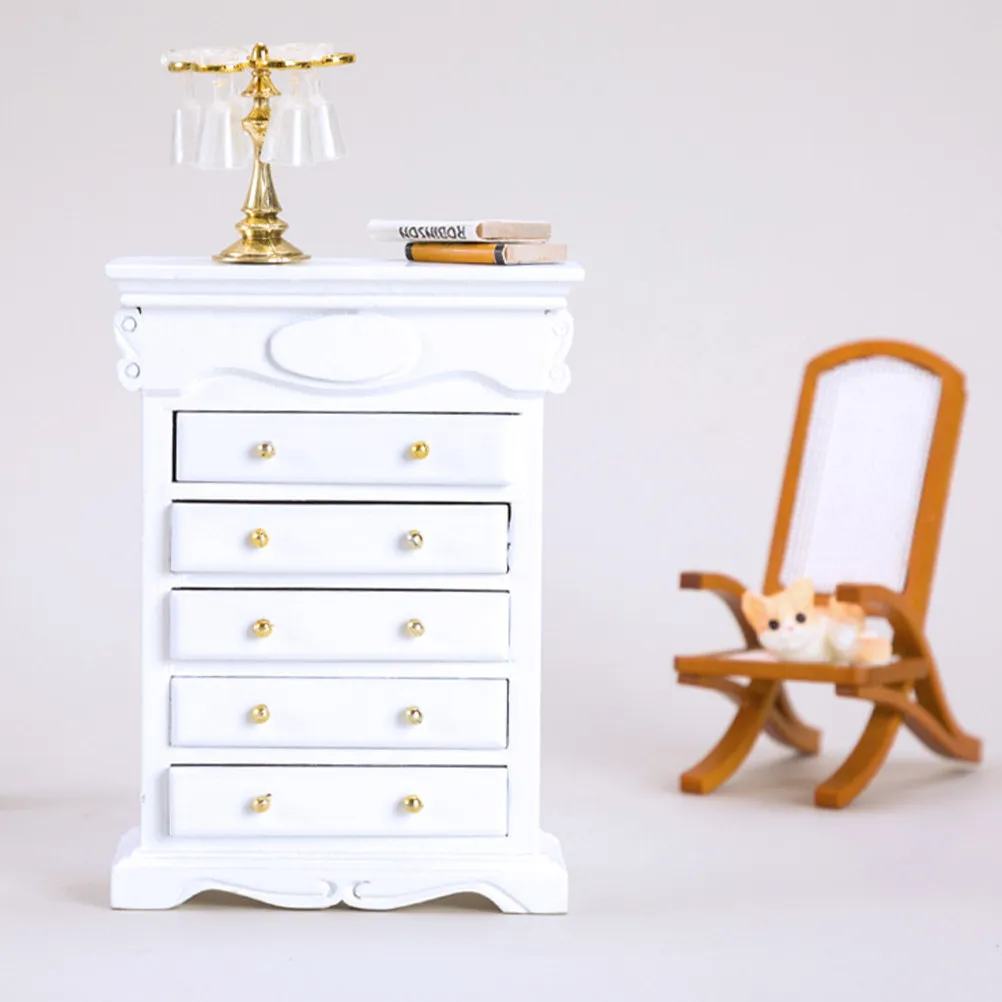 

Деревянный мини-комодик-ящичок для миниатюрного домика, декоративный аксессуар, гладкая поверхность, простой яркий дизайн, многофункциональный, для миниатюрных сцен