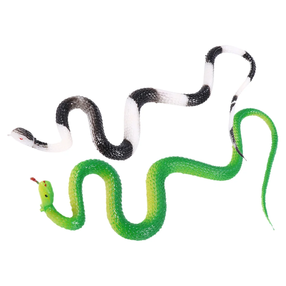 2 Pcs Artificial Snake Decoration Fake Animal Figure Simulation Realistic Model Plastic Toy