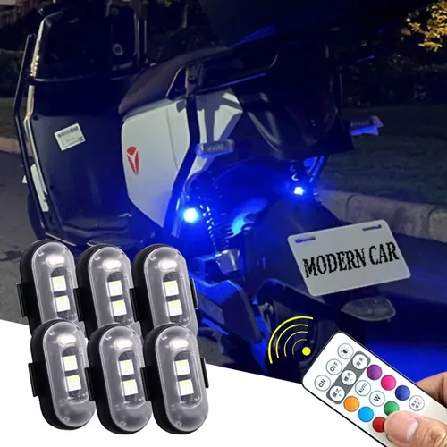Imagen 2 del producto Luz LED estroboscópica remota inalámbrica para coche, motocicleta, bicicleta, lámpara decorativa de advertencia, indicador de avión recargable por USB, luces para coche de 8 colores