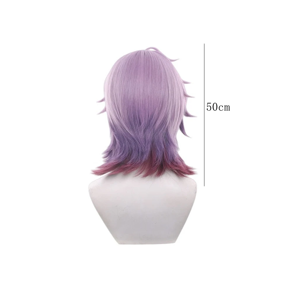 Purple Pink Gradient Wolf Cut Cosplay Wig Heat Resistant Synthetic Anime Costume for Men Women Party Halloween