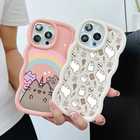 Cute Cat Pusheens Phone Case for iPhone 16 15 14 Plus 13 12 11 iPhone16 Pro Max X Xs XR 6 7 8 Wave Candy Soft Capa Cover Funda