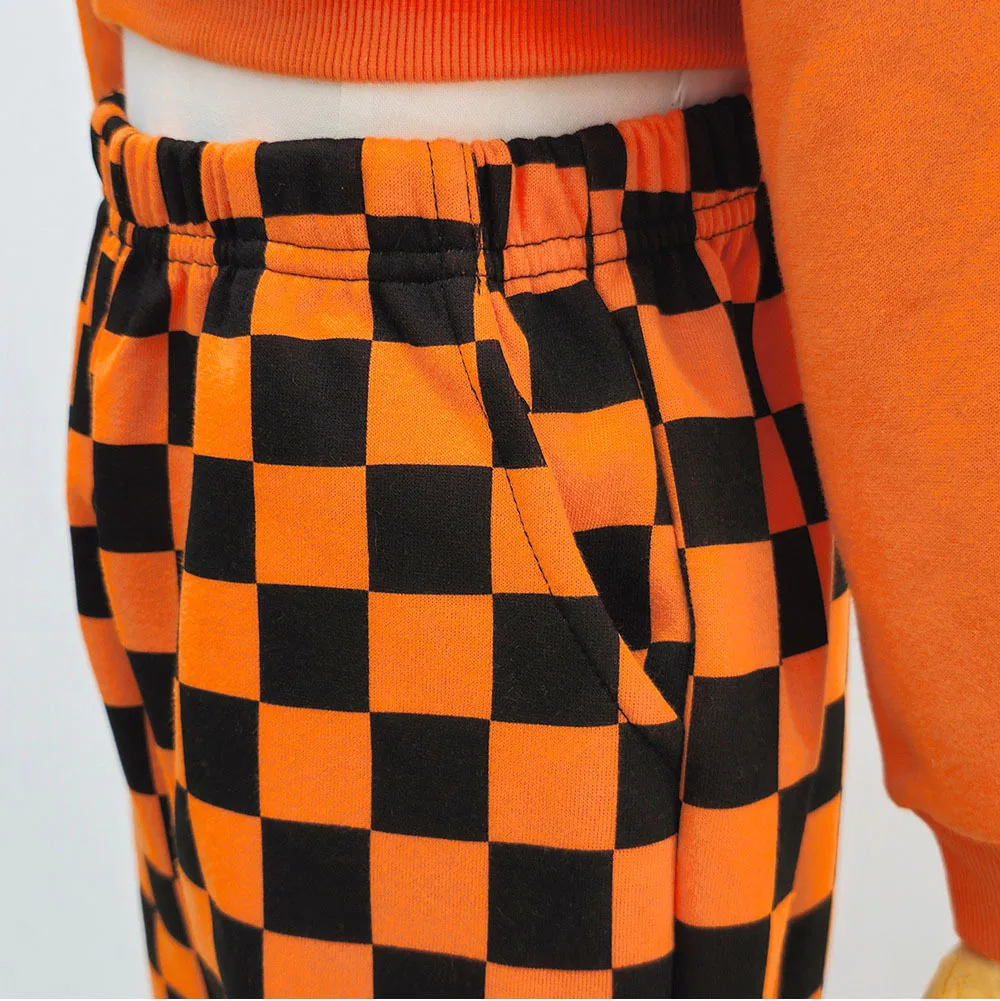 Jungen Mädchen Halloween Kürbis-Outfit Feiertagsparty Kinder Langarm Weiches Bequemes Set Atmungsaktives Kinder-Freizeit-Outfit Niedliches Zweiteiler-Set für Babys – Detail 23