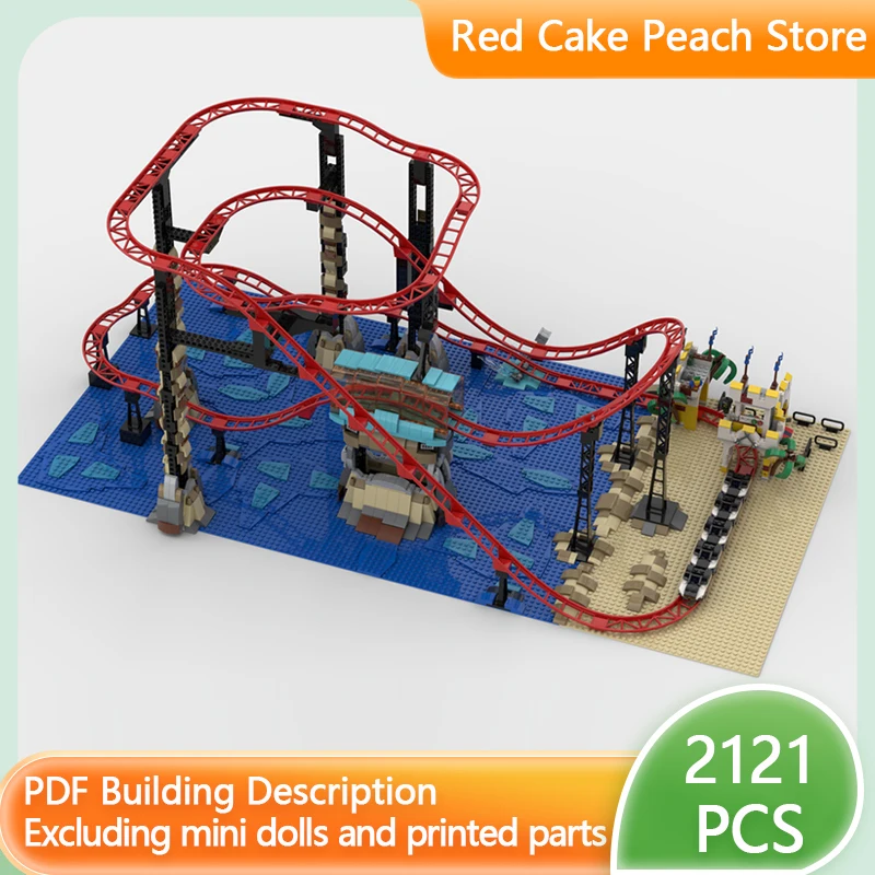 Street View Model MOC Building Bricks Big Beach Roller Coaster Modular Technology Gifts Holiday Assemble Children Toys Suit