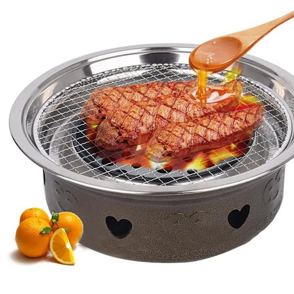 15-38cm Stainless Steel Round BBQ Net Grill Roast Mesh Net Barbecue Baking Pan Mat Grid Camping Picnic Baking Kitchen Accessory