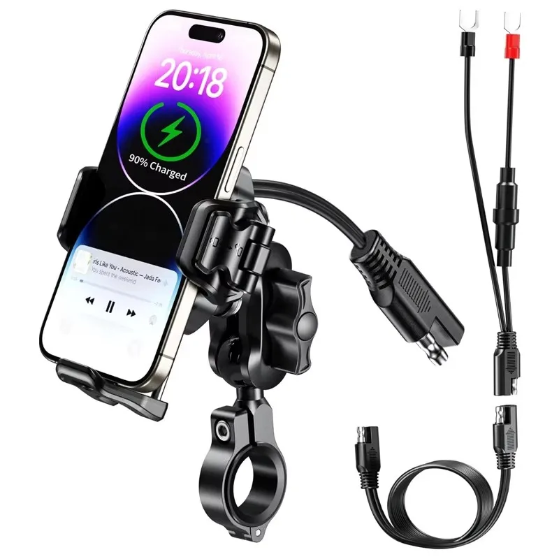 

Модернизированный держатель для телефона на мотоцикле, беспроводное зарядное устройство 15 Вт QC3.0, быстрая зарядка через USB, кронштейн на руль мотоцикла, противоударная подставка с GPS