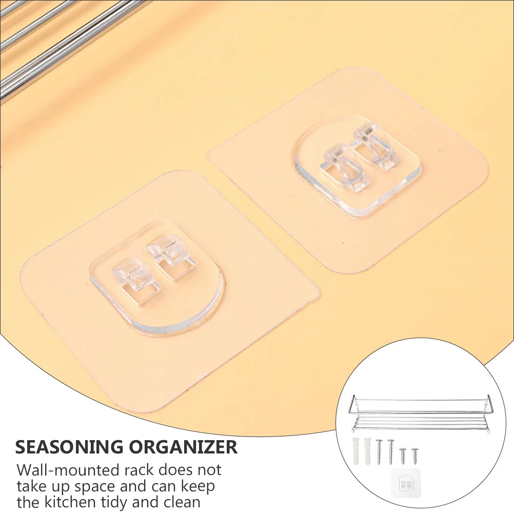 

1Pcs Seasoning Rack Wall Mounted Kitchen Organizer Storage Shelf for Spice Bottles Strong Bearing Capacity No Drill Required