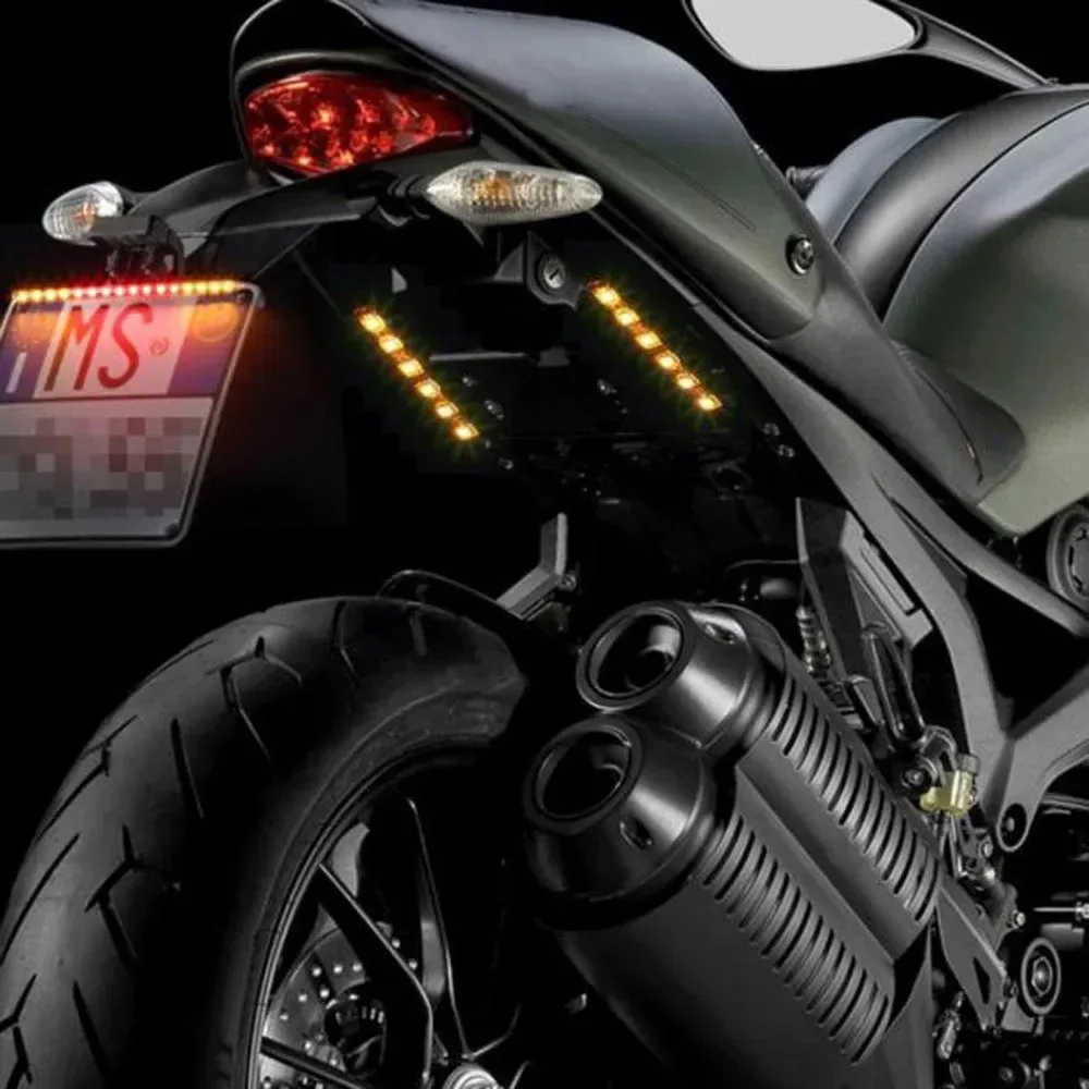 محرك إشارة الانعطاف LED العالمي للدراجات النارية مُعاد تركيبه 15 سم 9 أضواء مصباح لوحة الترخيص، 5050 غراء، كهرمان ضوء مقاوم للماء