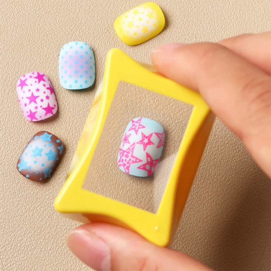 Rosa-gelber, abwischbarer, quadratischer, transparenter Nagelkunst-Silikonstempel mit Schaber, weiches Nageltransfer-Stempelwerkzeug, Maniküre-Zubehör – Detail 3