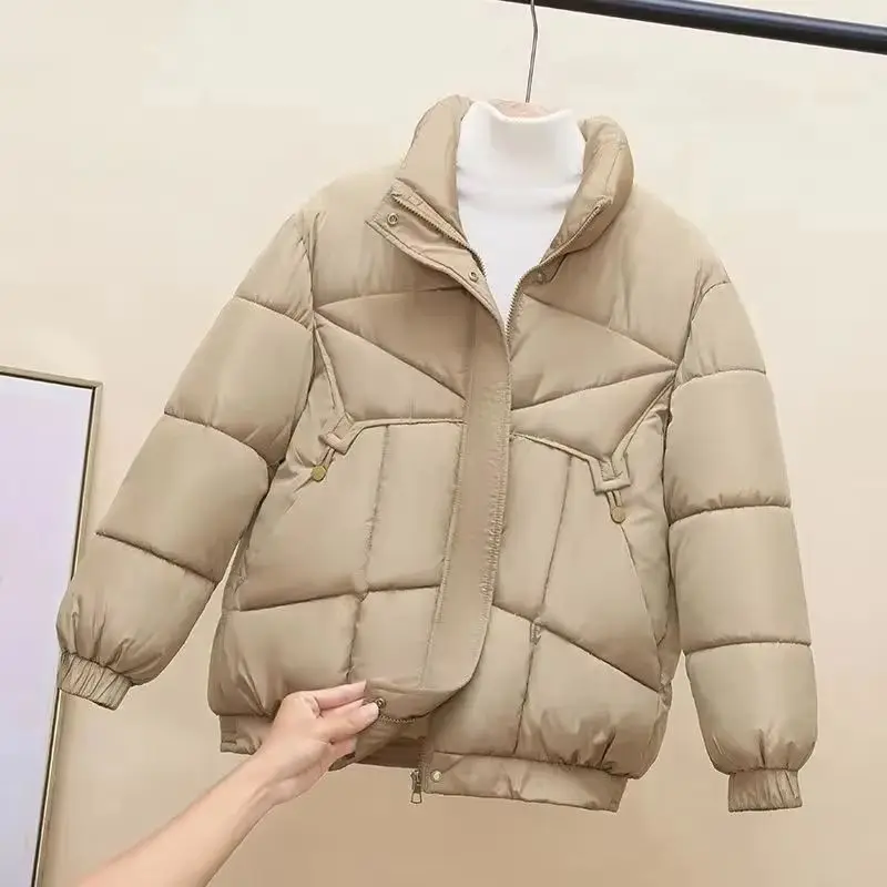 

Fashion Parkas Women Jacket Korean New Autumn Winter Loose Thicken Warm Stand-up Collar Short Down Cotton Padded Coat Female Top