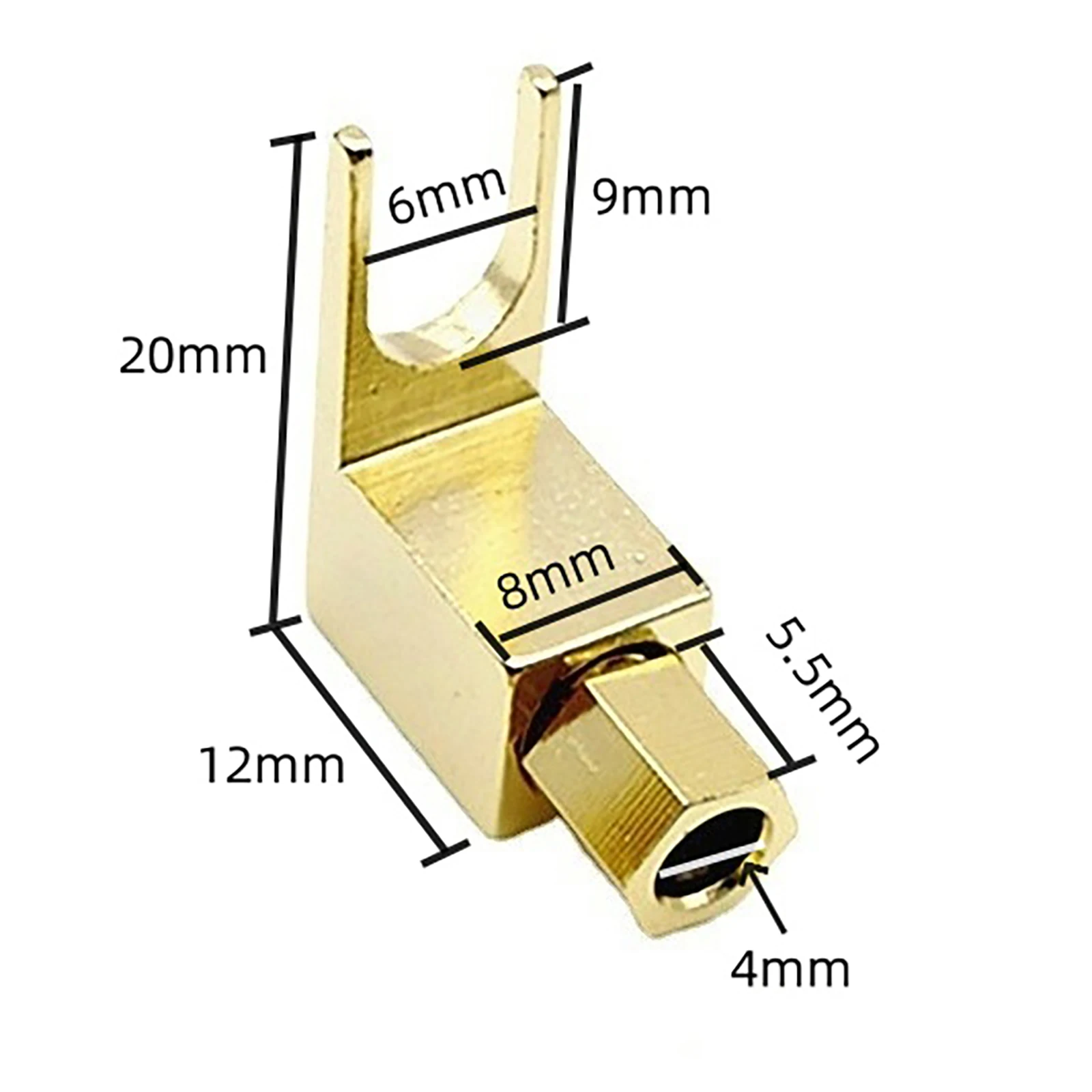 4Pcs/Set Spade Banana Plug Adapter Pure Copper Gold Plated Audio Spade Fork Banana Plug Connector Socket For HIFI Audio Cable