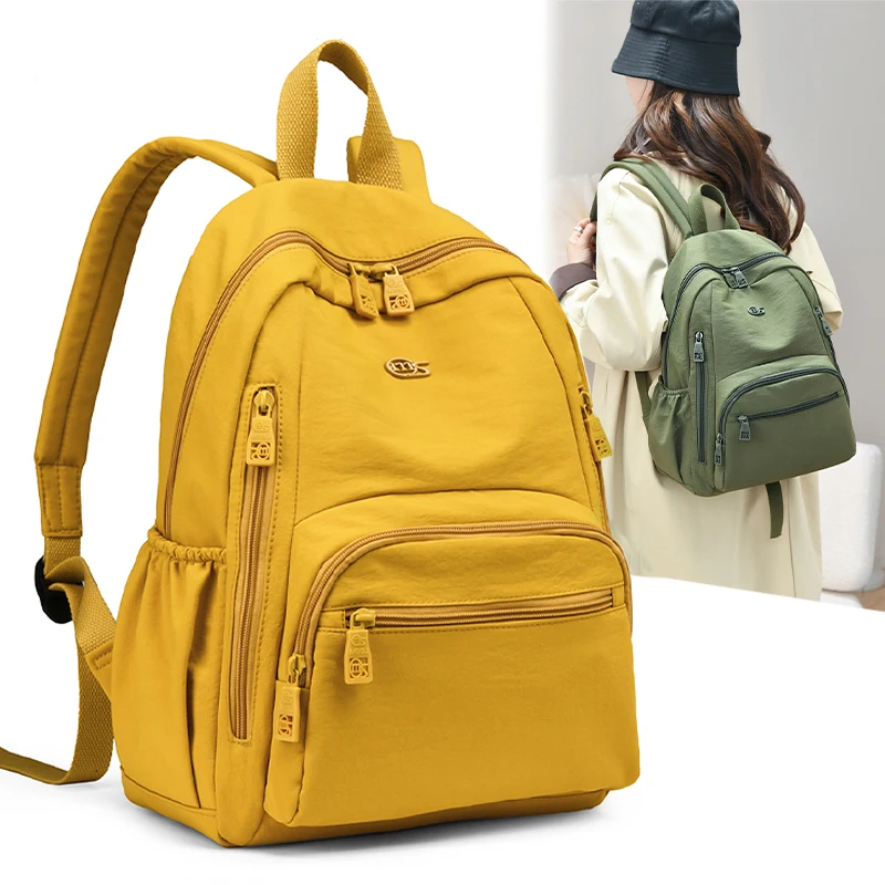 Sac à dos élégant en nylon multi-poches, sac à dos pour femme avec plusieurs compartiments, idéal pour les trajets quotidiens, l'école, les escapades de week-end et les courts voyages