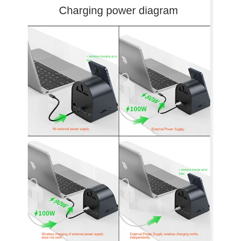 10 In 1 USB C Hub Type C 3.0 To 4K HD Adapter With RJ45 SD/TF Card Reader PD Fast Charge With Wireless Charging 15W Usb Hub