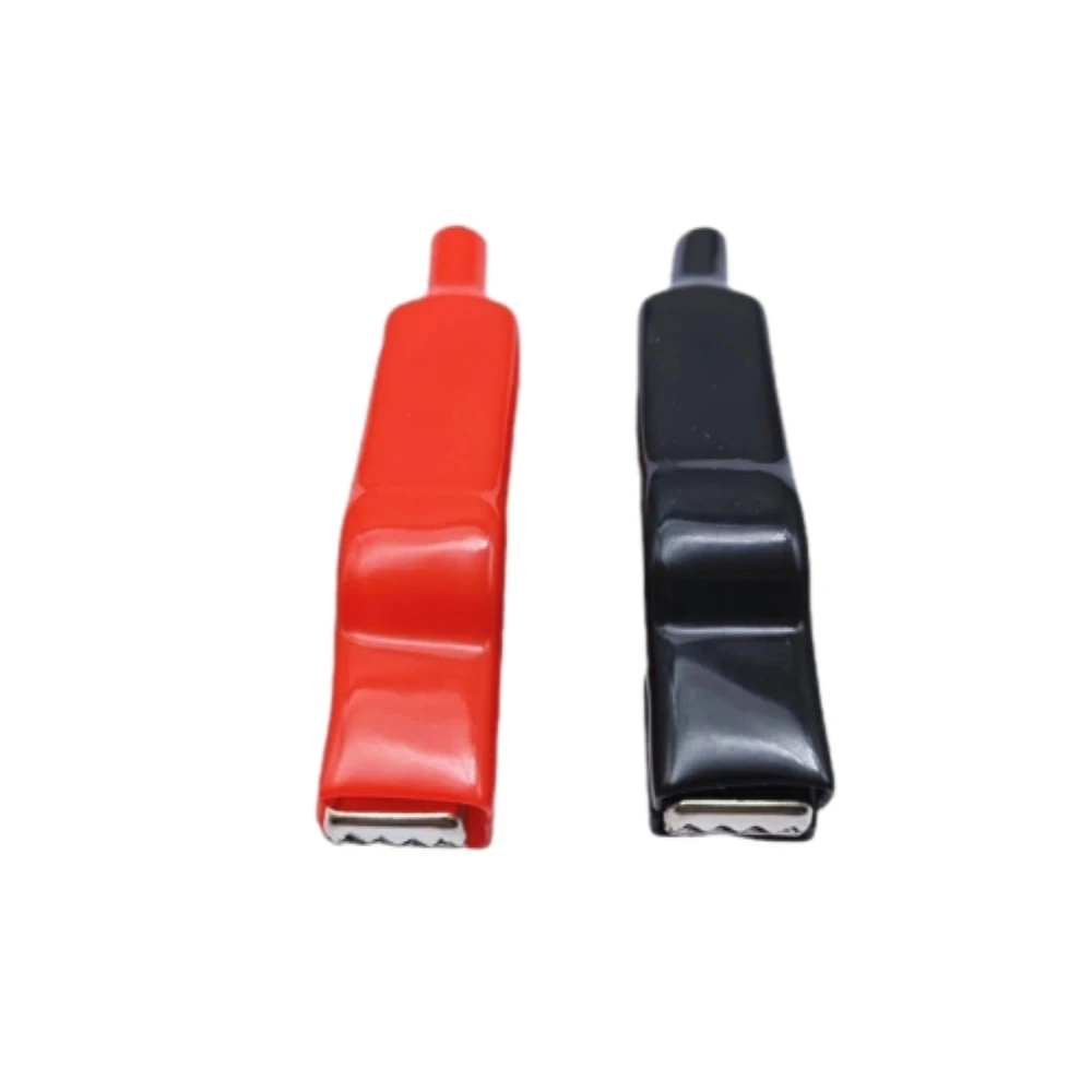 2Pcs 20A Alligator Clips Experiment Spring Clamp 80mm Full Sheath Crocodile Clips For Electrical Jumper Wire Test Clip Black+Red
