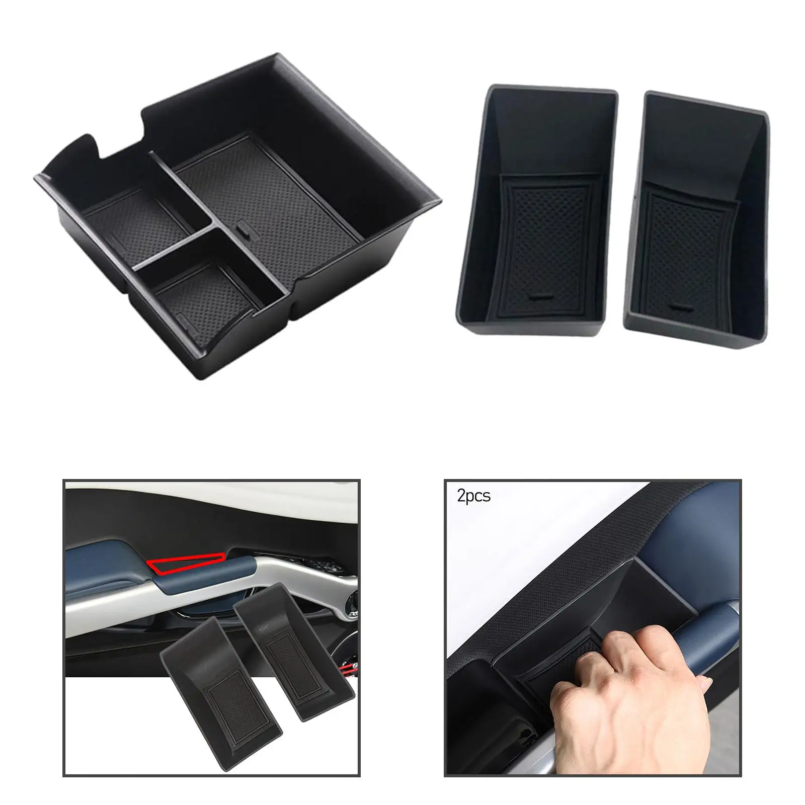 Car Door Armrest Storage Container High Quality ABS Organizer Tray for Front Rear Vehicle Door
