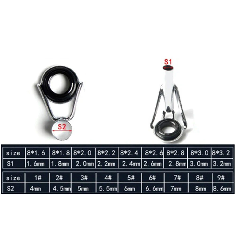 

36 Pcs Fishing Rod Tips Repair Kit Fishing Rod Guides Stainless Steel Freshwater Saltwater Rod Guides