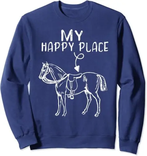 

Polarshe My Happy Place Horse Horseback Riding Equestrian Unisex Crewneck Sweatshirt